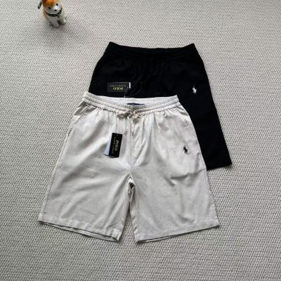 High Quality Ralph Lauren Shorts Black Linen Embroidery Style