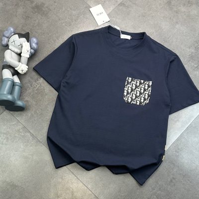 Premium Quality Dior Short Sleeves Black Cotton Patchwork Luxury