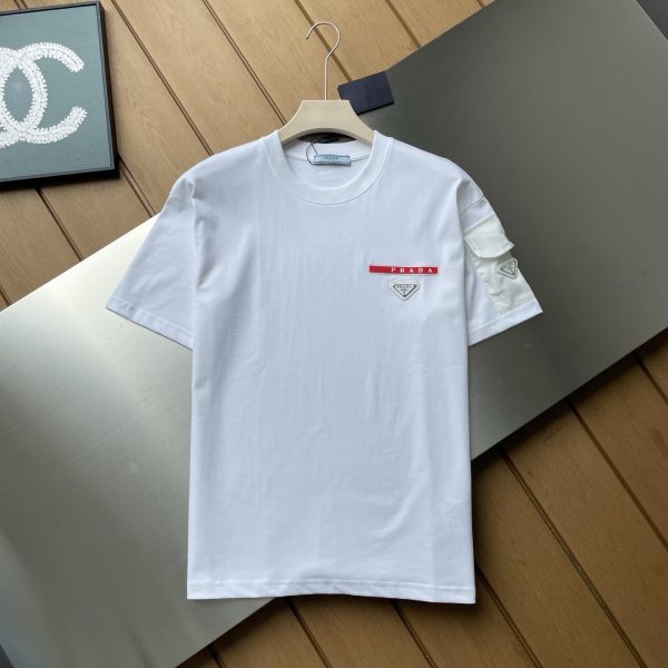 Premium Quality Prada Short Sleeves Red Cotton Solid Luxury
