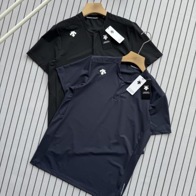 Luxury Descente Short-Sleeved Shirts Black Breathable Luxury