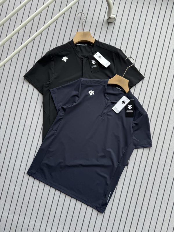 Luxury Descente Short-Sleeved Shirts Black Breathable Luxury