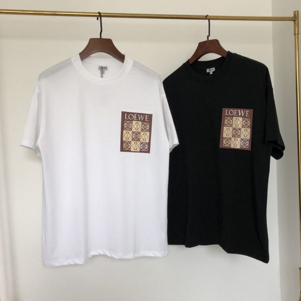Premium Loewe Short Sleeves Black Cotton Embroidered Style