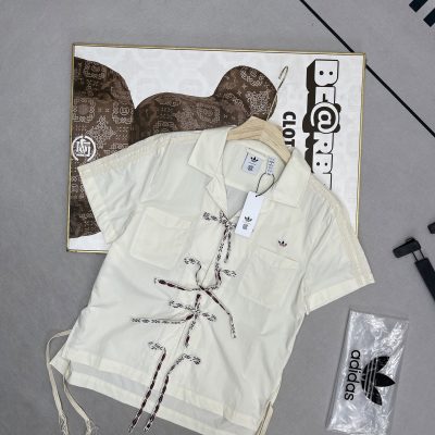 High Quality Adidas Short Sleeves Cream Cotton Style