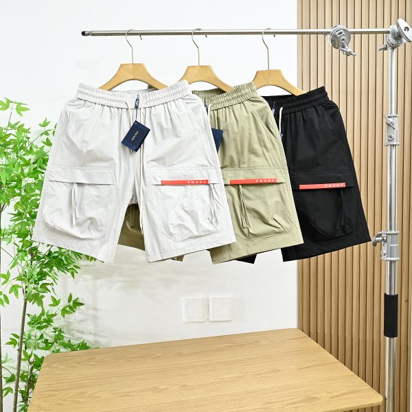 Best Selling Prada Shorts Red Leather Logo Collection