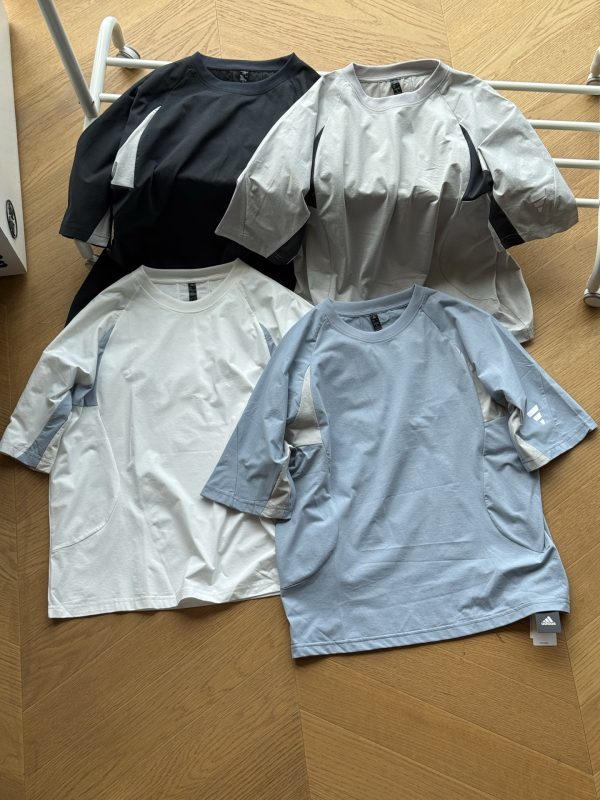 Premium Quality Adidas Short Sleeves Black Polyester Logo Collection