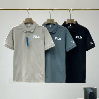 High Quality Fila Short-Sleeved Black Silk Casual Collection