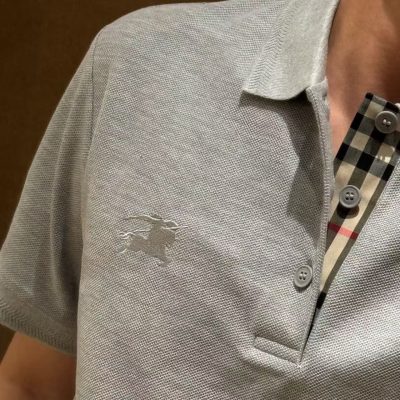 Luxury Burberry Short Sleeves Black Cotton Embroidered Luxury