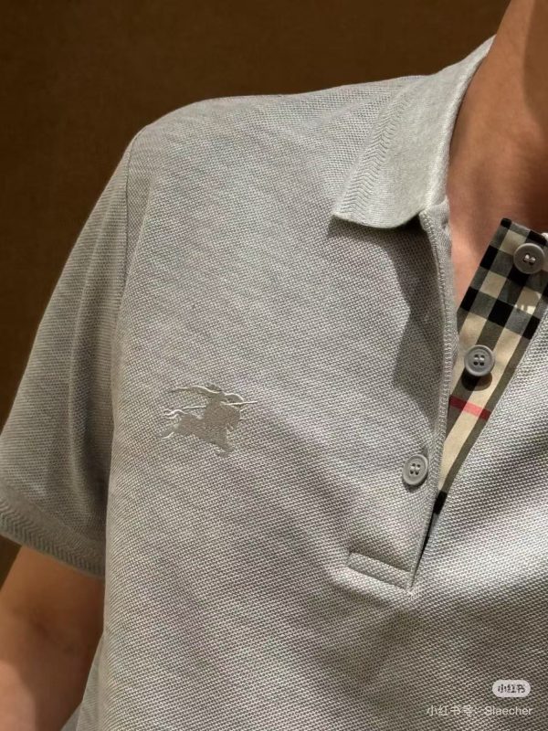 Luxury Burberry Short Sleeves Black Cotton Embroidered Luxury