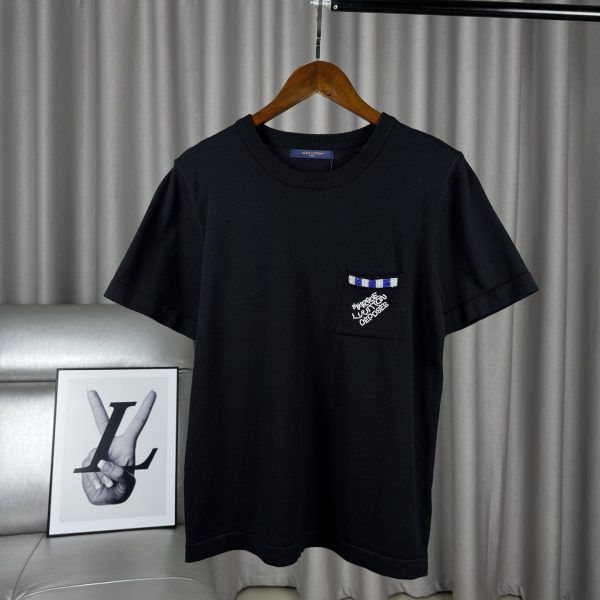Best Selling Louis Vuitton Short Sleeves Black Knit Logo Luxury