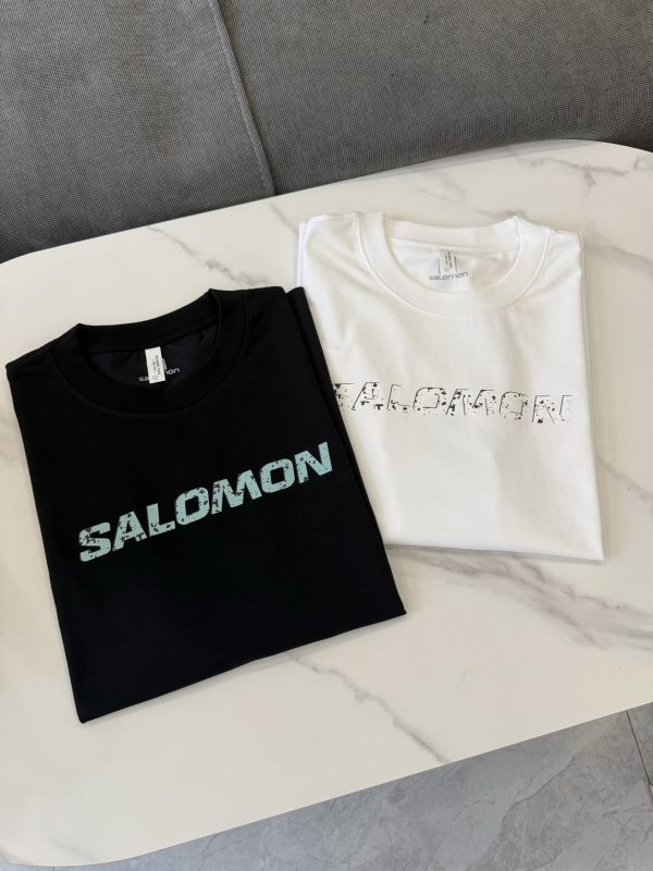 Best Selling Salomon Short Sleeves Black Silk Logo Luxury