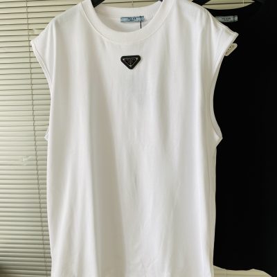 High Quality Prada Sleeveless Black Cotton Logo Luxury