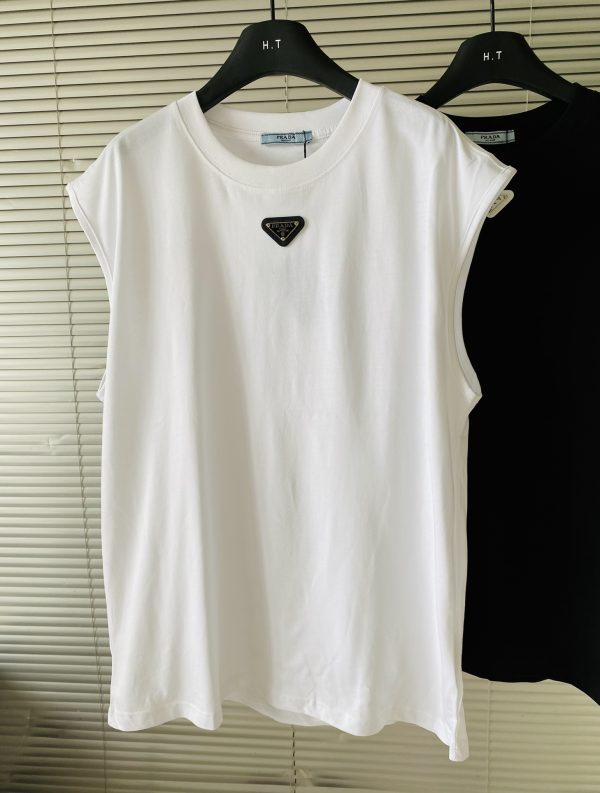 High Quality Prada Sleeveless Black Cotton Logo Luxury