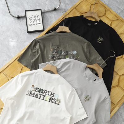 High Quality Gap Short Sleeves Black Cotton Graphic Style