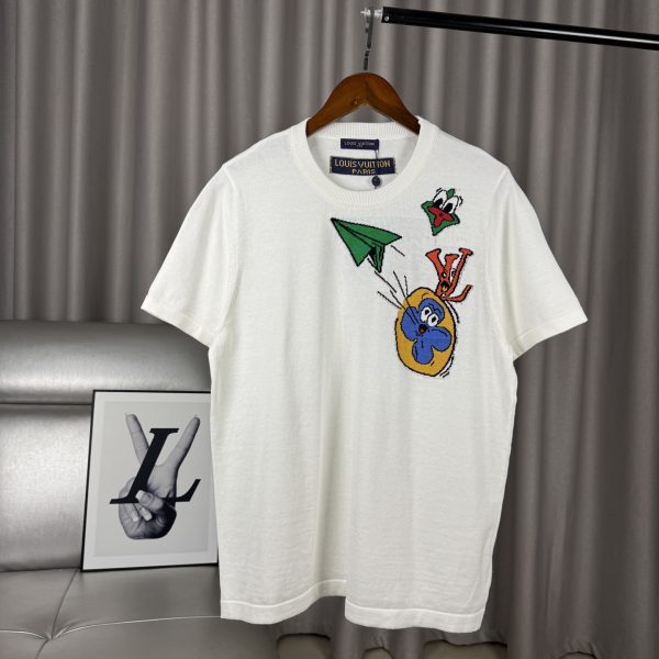 High Quality Louis Vuitton Short-Sleeved T-Shirts White Cotton Jacquard Style