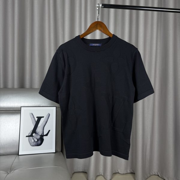 Luxury Louis Vuitton Short-Sleeved T-Shirts Black Knit Jacquard Luxury