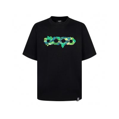 High Quality Earth Short Sleeves Green Cotton Embroidered Luxury