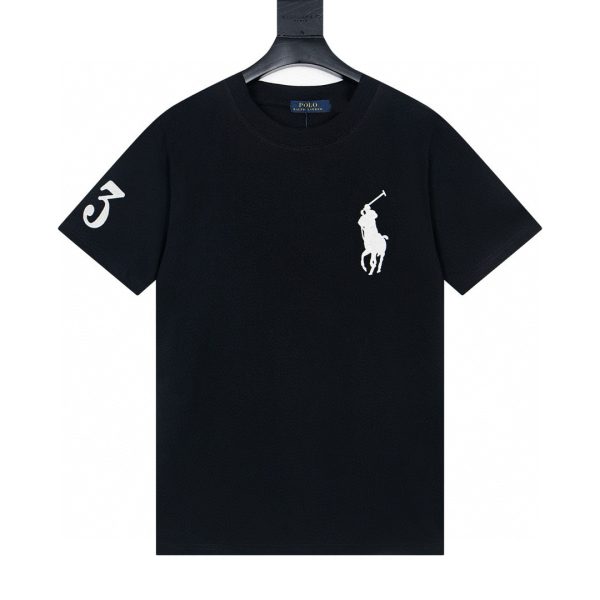 Best Selling Ralph Lauren Short-Sleeved Shirts Black Cotton Embroidered Luxury