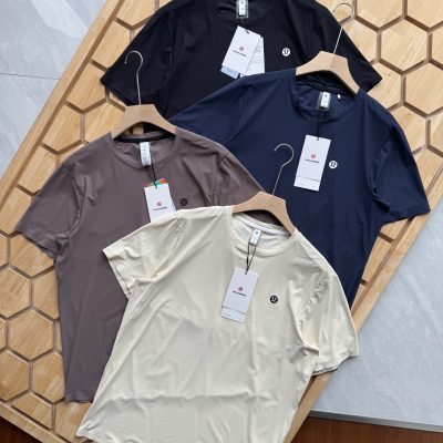 Luxury Lululemon Short Sleeves Black Polyester Casual Collection
