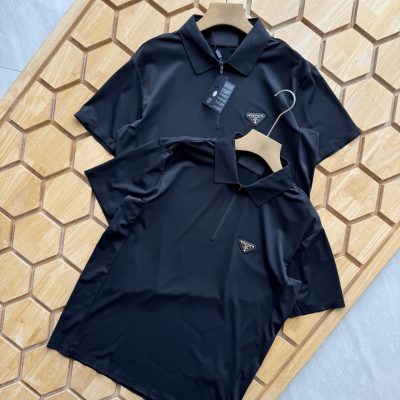 High Quality Prada Short Sleeves Black Nylon Elegant Luxury