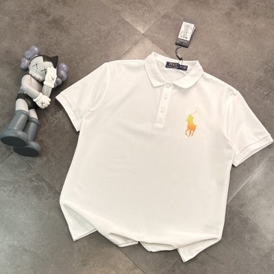 High Quality Ralph Lauren Short-Sleeved Shirts Black Knit Gradient Luxury