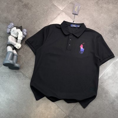 Luxury Ralph Lauren Short-Sleeved Shirts Black Knit Gradient Luxury