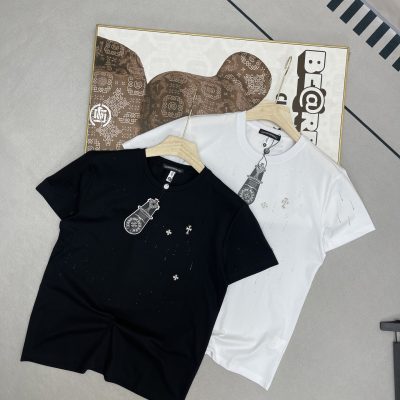 Premium Chrome Hearts Short Sleeves White Cotton Classic Luxury