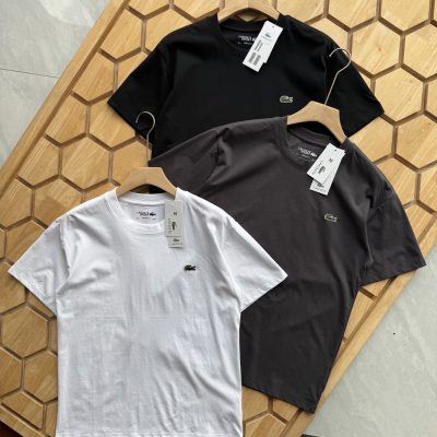 Best Selling Lacoste Short Sleeves Black Print Style