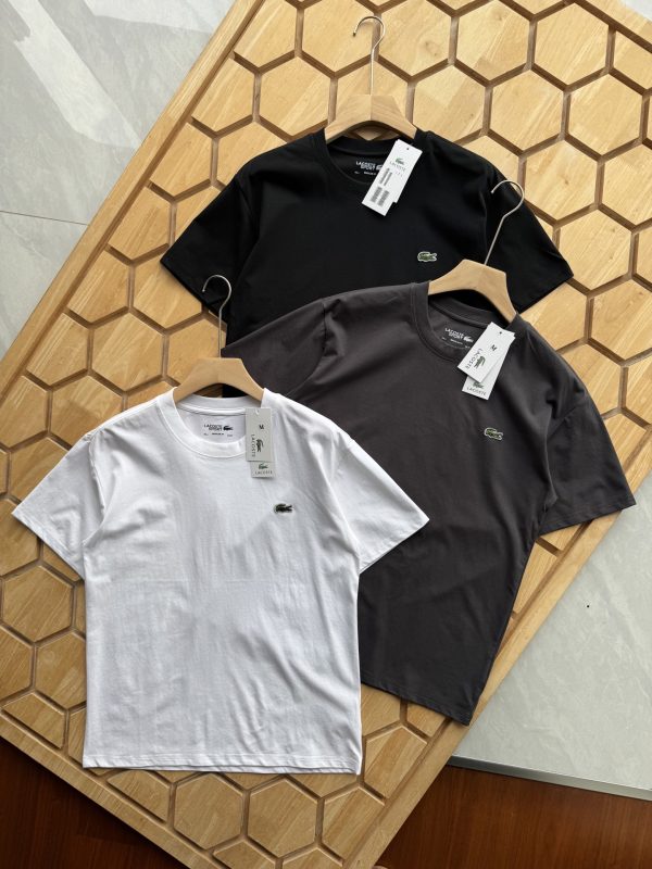 Best Selling Lacoste Short Sleeves Black Print Style