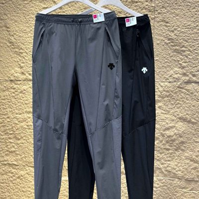 High Quality Descente Trousers Black Nylon Patchwork Luxury