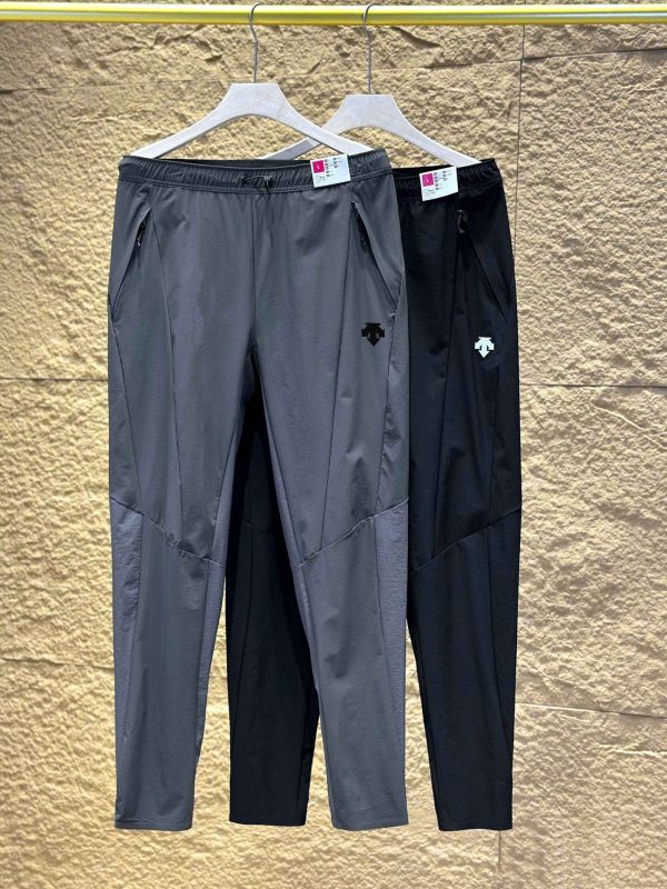 High Quality Descente Trousers Black Nylon Patchwork Luxury