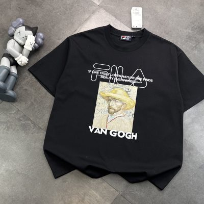 Premium Quality Fila Short-Sleeved Shirt Black Logo Luxury