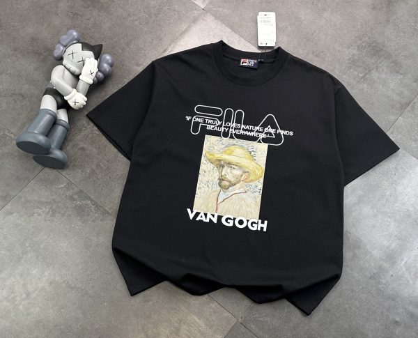 Premium Quality Fila Short-Sleeved Shirt Black Logo Luxury
