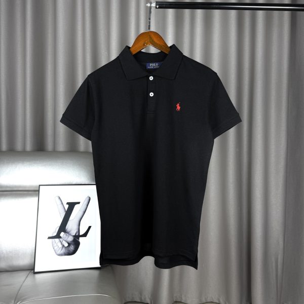 High Quality Ralph Lauren Short-Sleeved Shirts Black Cotton Classic Style