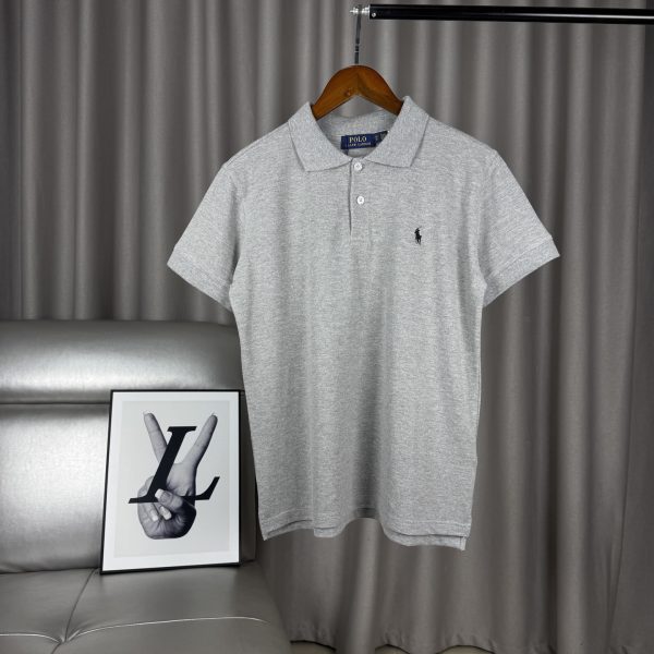Premium Ralph Lauren Short-Sleeved Shirts Gray Cotton Classic Collection