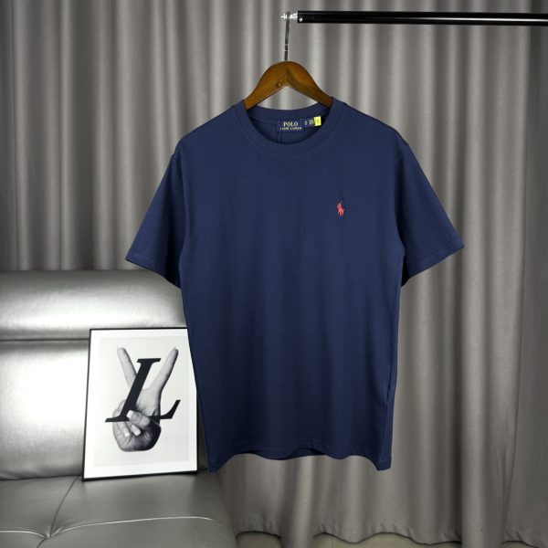 Premium Quality Ralph Lauren Short Sleeves Navy Cotton Classic Luxury