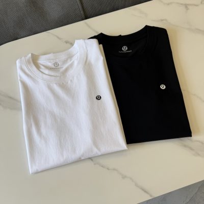 High Quality Lululemon Short Sleeves Black Logo Collection