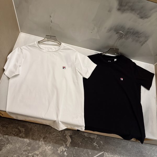 Luxury Fila Short Sleeves Black Silk Embroidered Collection