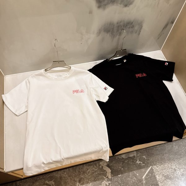 Premium Quality Fila Short Sleeves Black Embroidered Luxury