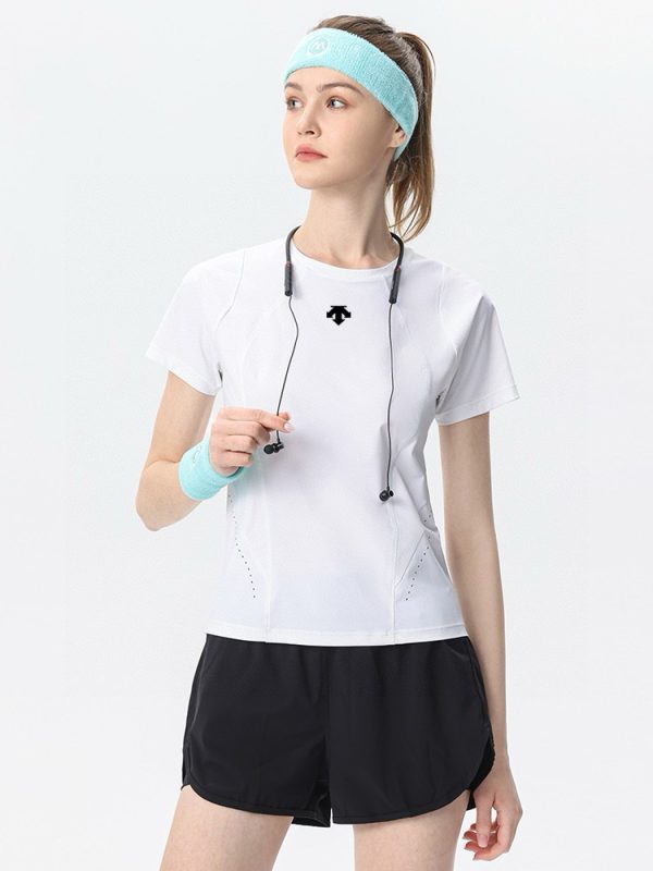 Premium Descente Short-Sleeved T-Shirts Black Silk Breathable Collection