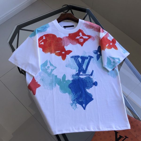 Premium Louis Vuitton Short Sleeves Rainbow Cotton Logo Luxury