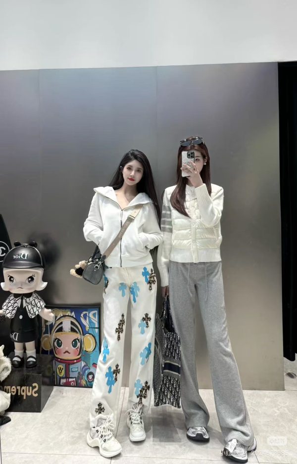 Premium Chrome Hearts Jeans White Leather Print Collection