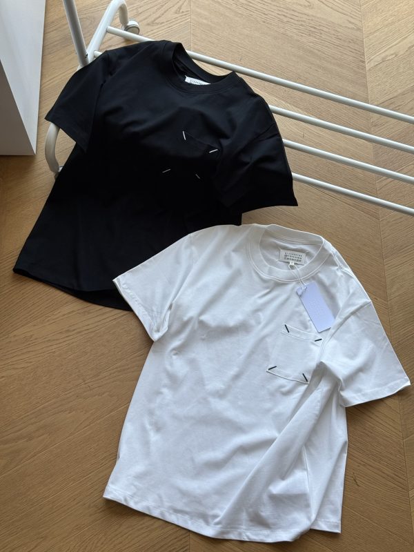 Best Selling Margiela Short Sleeves Black Cotton Embroidered Luxury