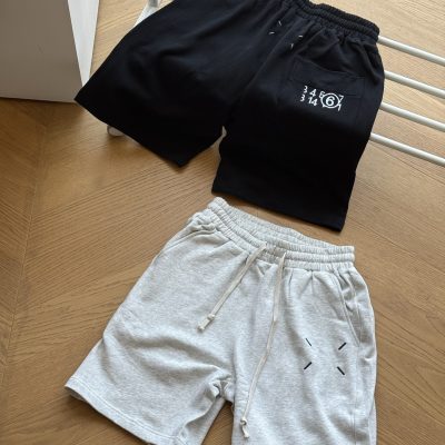 High Quality Margiela Shorts Black Cotton Embroidered Luxury