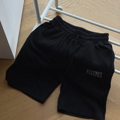 Premium Quality Margiela Shorts Black Cotton Logo Collection