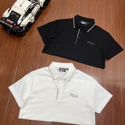 High Quality Fila Polo Shirt Black Cotton Casual Collection