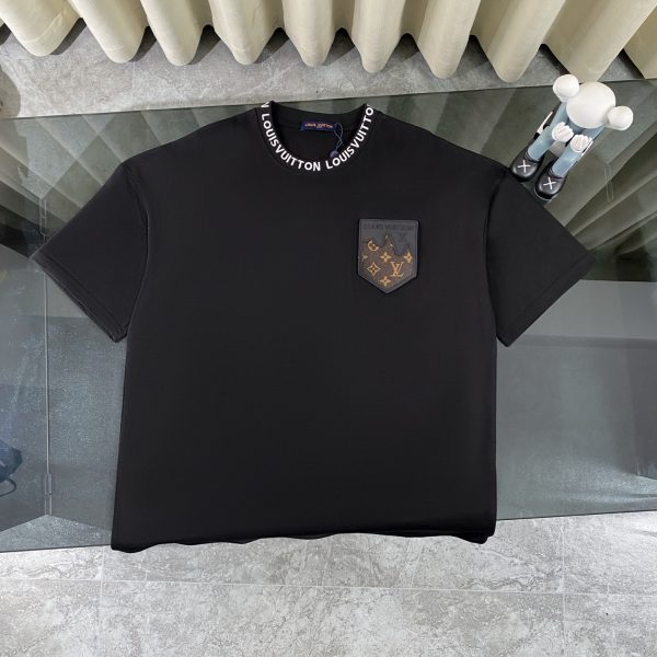 Luxury Louis Vuitton Short-Sleeved Shirt Black Leather Classic Style