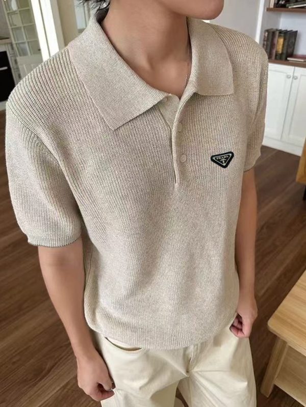 Luxury Prada Short-Sleeved Shirts Gray Cotton Elegant Luxury