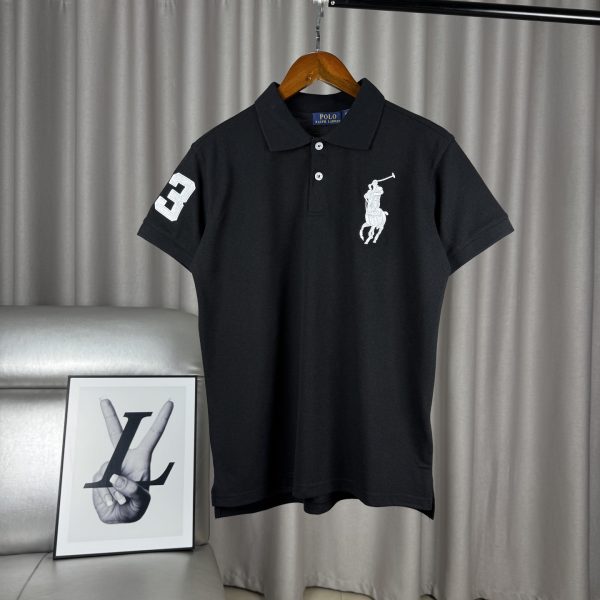 Premium Ralph Lauren Short-Sleeved Shirts Black Cotton Classic Style