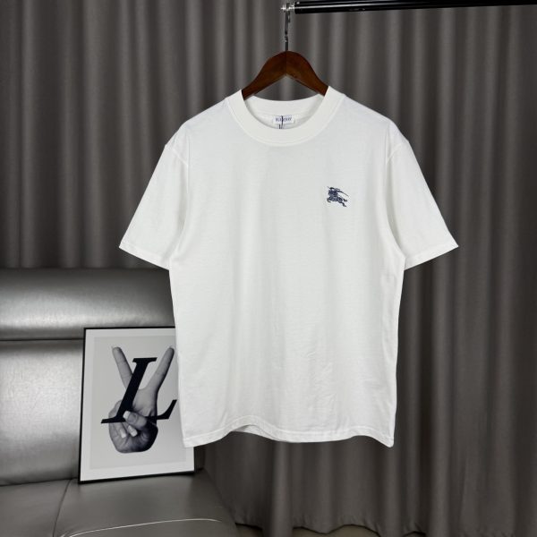 High Quality Burberry Short Sleeves Blue Cotton Solid Luxury