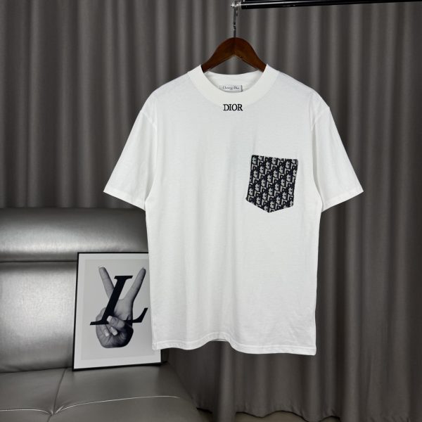 High Quality Dior Short Sleeves White Cotton Jacquard Style